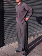 Men's Casual Pleated Long-sleeved Top