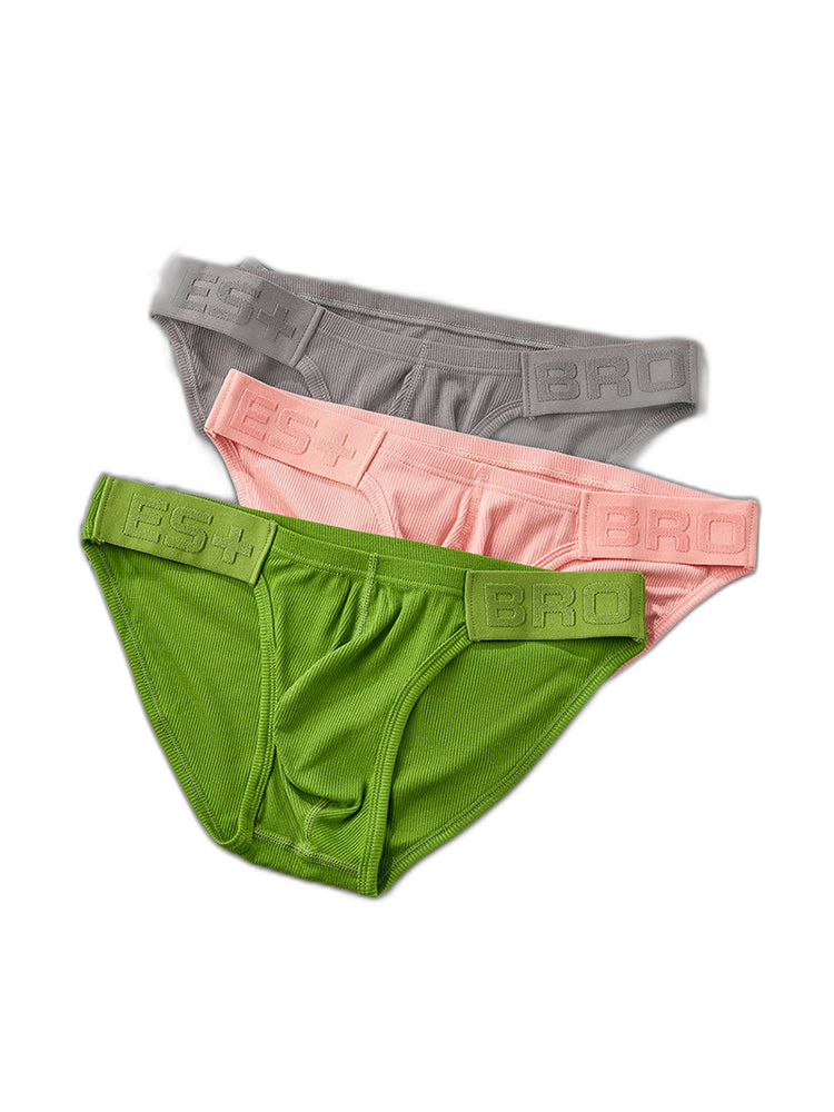 2 Pack Men's Solid Color Low Rise Sweat-Absorbent Large U-Shaped Small Pocket Briefs