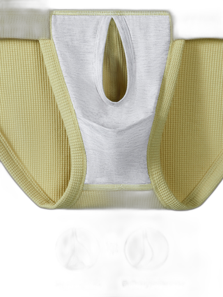 2 Pack Men's Waffle-Knit Cotton Separable Scrotum Support Briefs