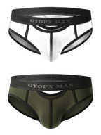 Men’s Spliced Lines U Convex Pouch Cotton Briefs