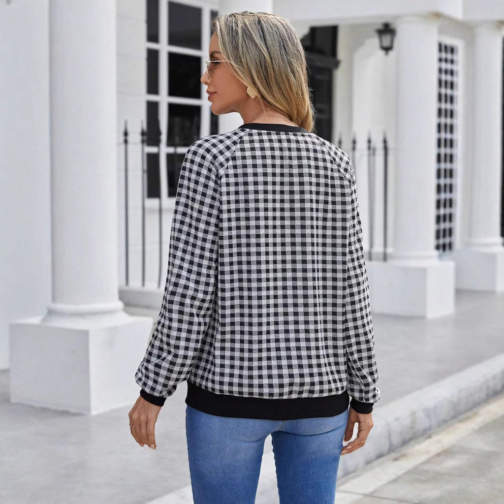 Japanese Sweet Plaid Pullover Long Sleeve Sweater