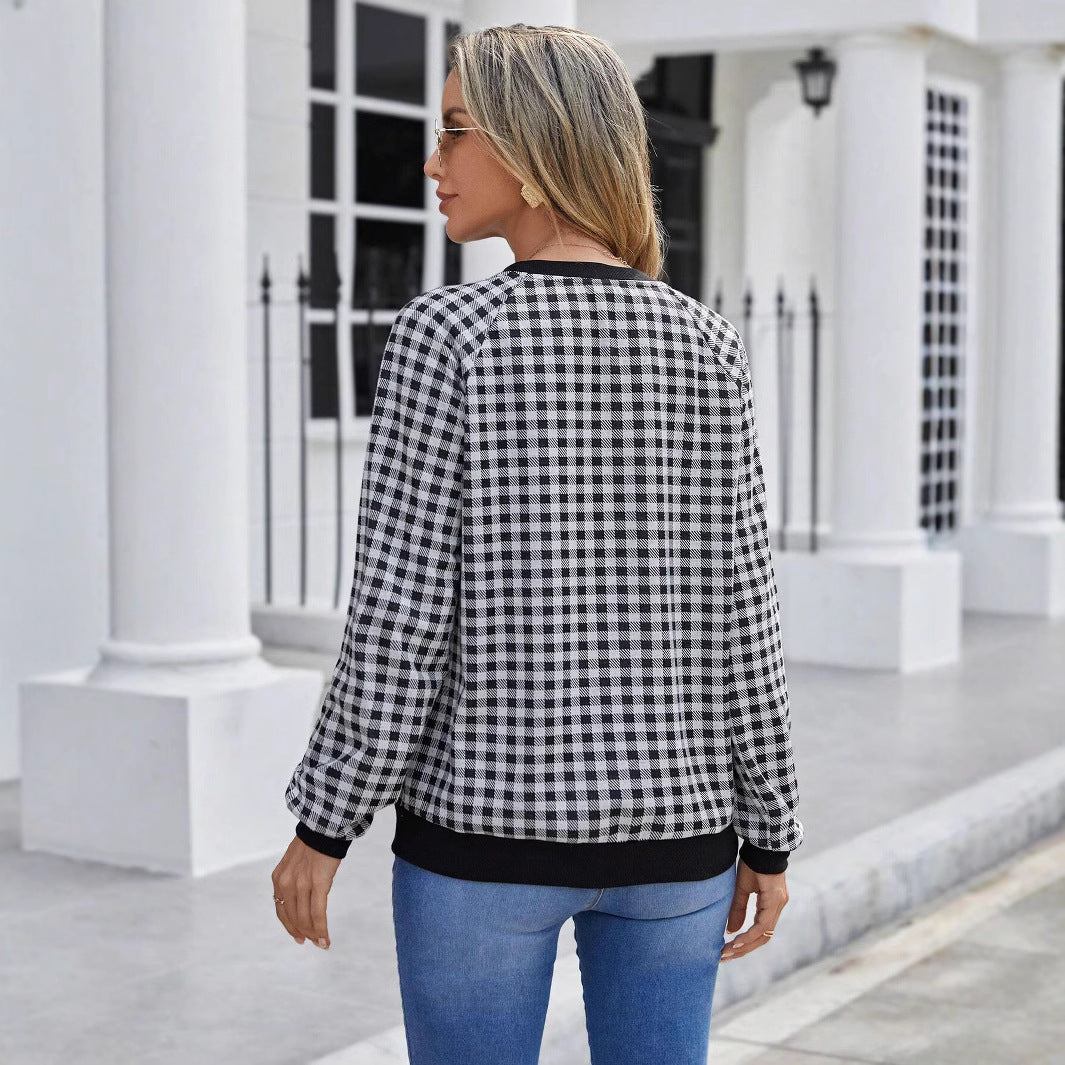 Japanese Sweet Plaid Pullover Long Sleeve Sweater