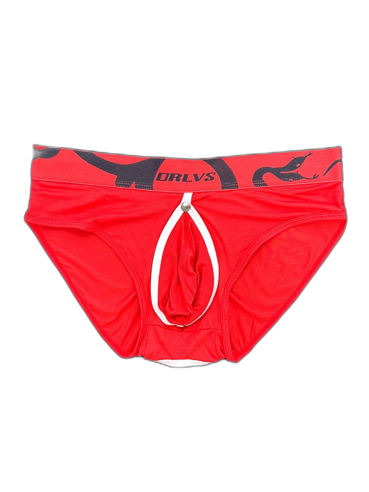 2 Pack Men's Detachable Pouch Open-Crotch Breathable Modal Soft Briefs