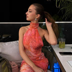 Fashionable Backless Sleeveless Halter Neck Women's Dress Evening Gown