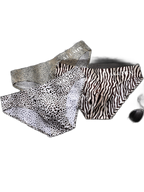 3 Pack ALLMIX Men's 3D Pouch Sexy Leopard Print Ice Silk Briefs