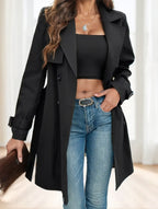 Elegant Belted Trench Coat For Women
