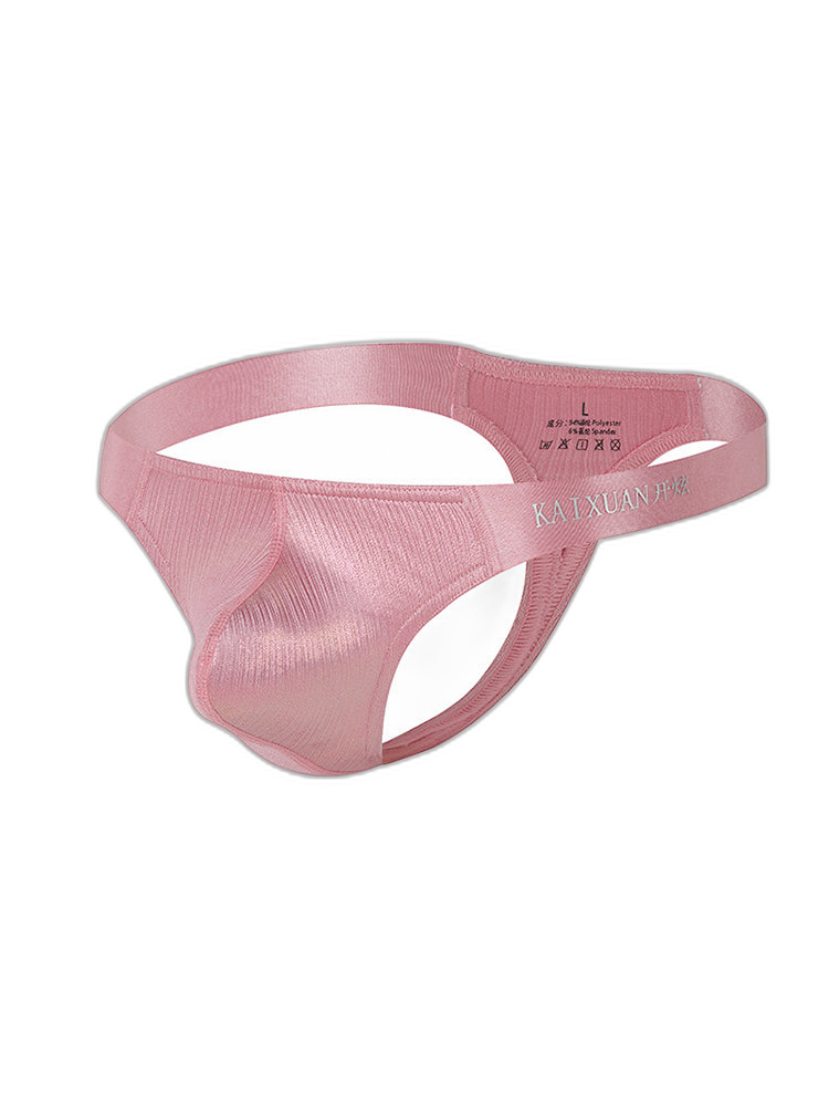 3 Pack Men's Low Waist Transparent Sexy Large Pouch Ice Silk Thong