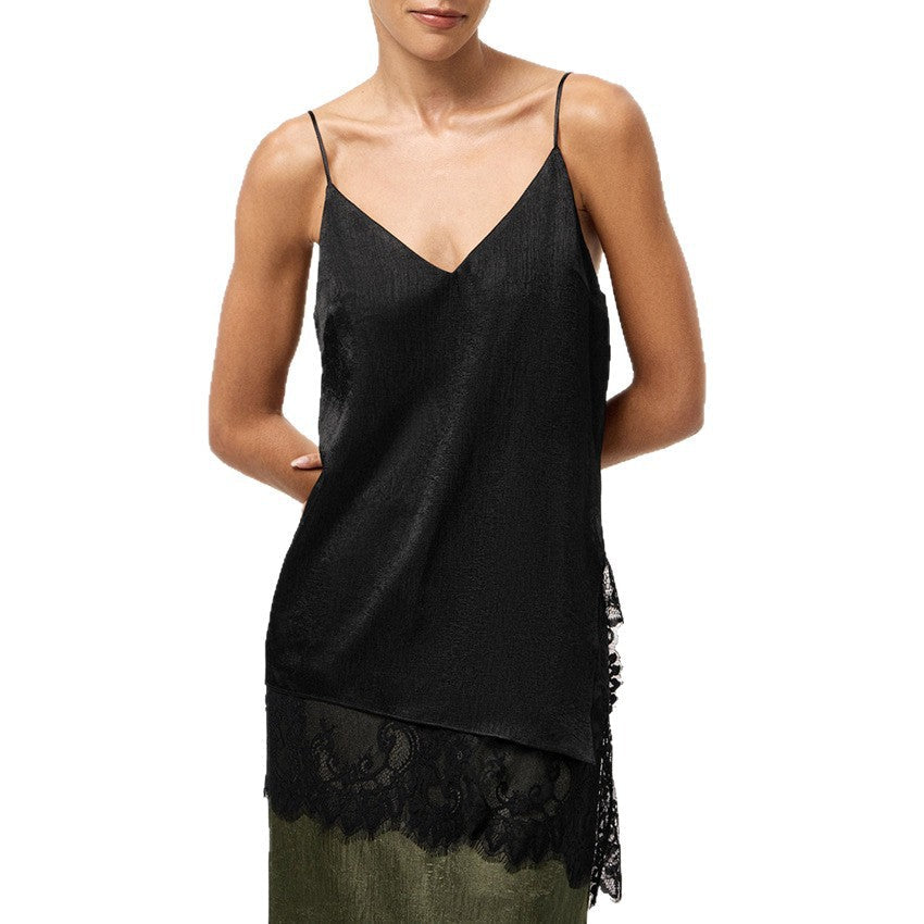 Women's V-neck Lace-Trimmed Patchwork Camisole Top