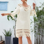 Women's Crocheted Knitted Patchwork Beach Dress