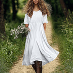 Women's Loose-fitting Solid-color Versatile Casual Cotton-Linen Dress