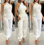 Halter Top Casual Working Pants Two-piece Suit