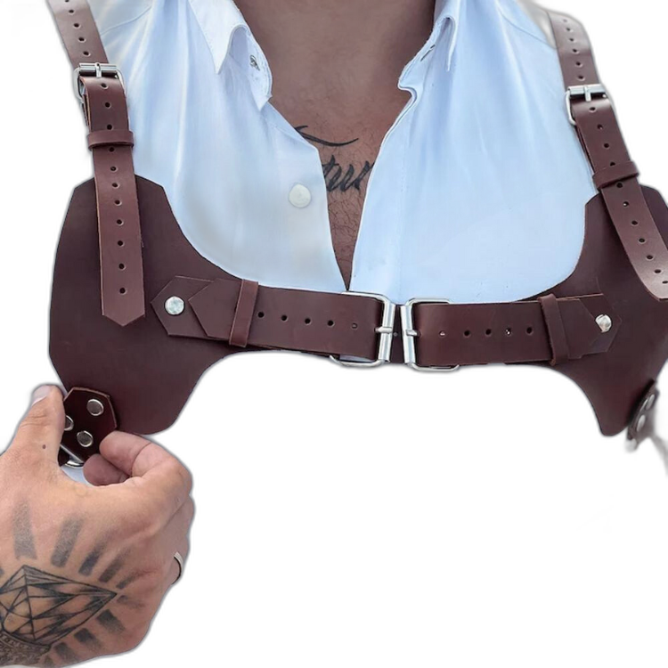 PU Leather Light Brown Chest Harness