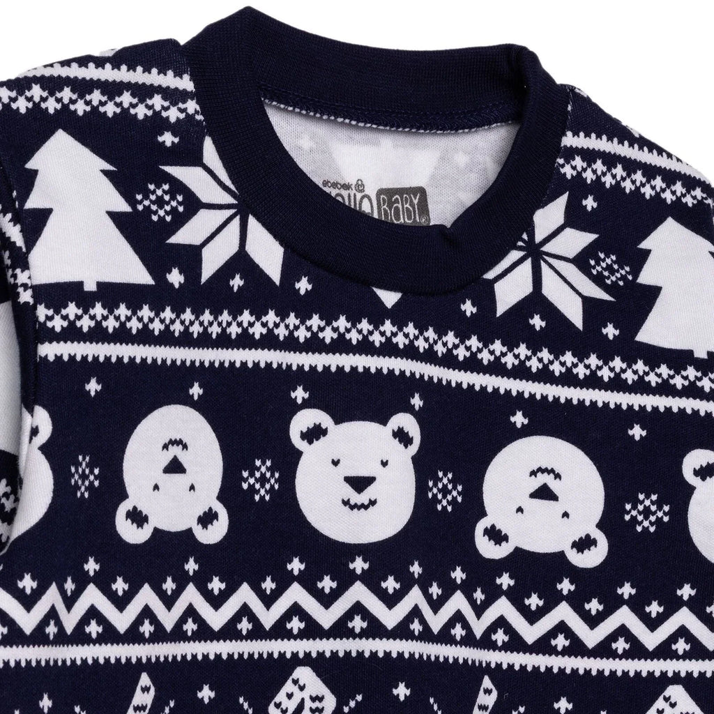 HelloBaby Boys Long Sleeve Pyjamas Set Christmas Crew Neck Long Leg Long Sleeve - Navy Blue