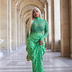 Women's Pleating Slim Fit Long Dress Two-piece Suit
