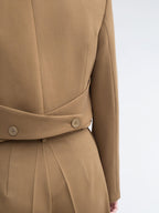Solid Color Short Blazer & High Waist Pants Set