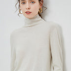 New Women's Loose-fit Ribbed Turtleneck Cropped Knit Pullover Sweater