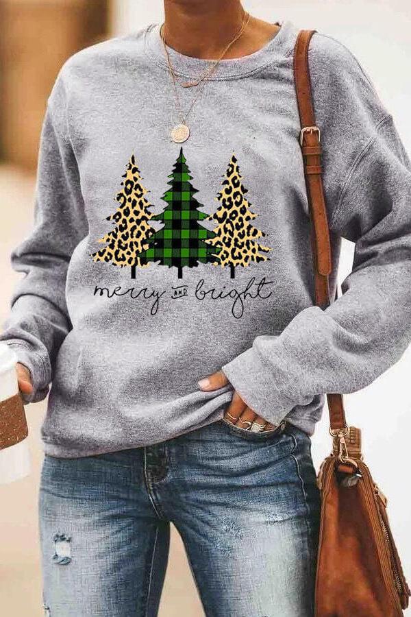 Letter Christmas Tree Sweater Round Neck For Men And Women