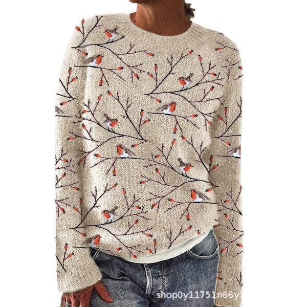 Sweet And Casual Women's Crew-neck Sweatshirt With Print
