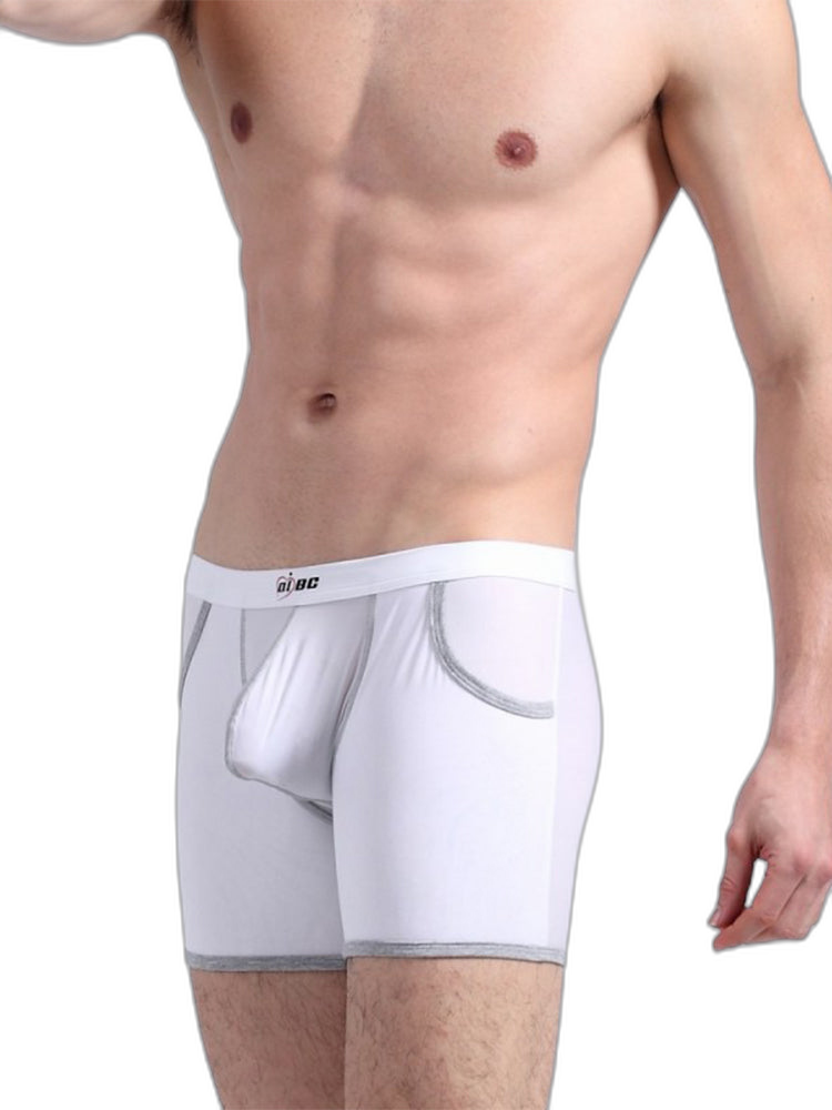 3 Pack Men's Long Leg Boxer Briefs Made of Ultra-Thin Ice Silk with Anti-Wear Elastic