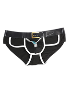 Zipper Belt Printed Cotton Pouch Briefs