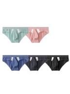3 Pack Men's Low-Rise Ice Silk High-Stretch U-Convex Large Pouch Briefs