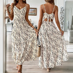 European And American Vacation Style Sling Dress Irregular Stripe Design