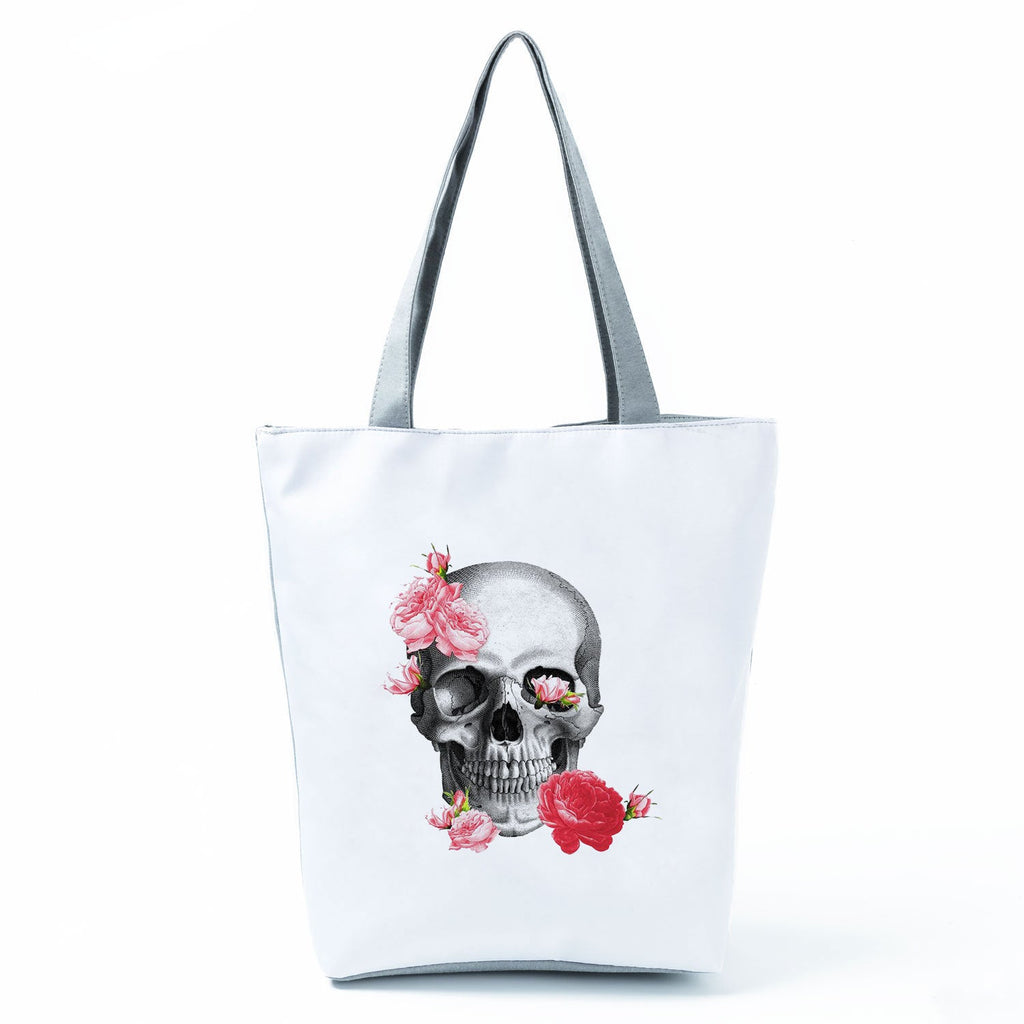 Portable Large Capacity Skull Printed Handbag