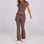 European And American-style Sporty Short-sleeve T-shirt And Long Pants Two-piece Women's Outfit