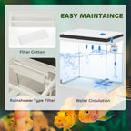 PawHut 26L Glass Fish Tank with Filter System, LED Lights, Water Pump, White