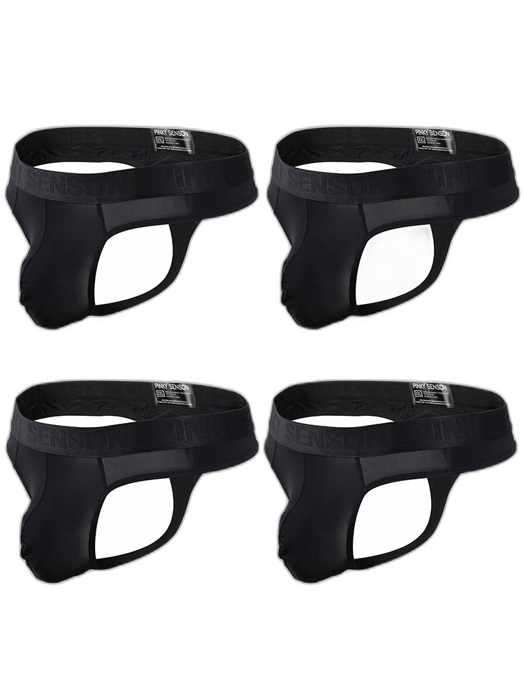 4 Pack Men's Sexy Nylon Low-Rise Comfortable Thong & Strings