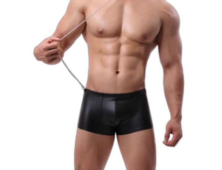 Leather Boxer Briefs with Collar & Leash Set