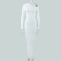 Women's OffshoulderLong-sleeve Figurehugging Pleated Maxi Dress
