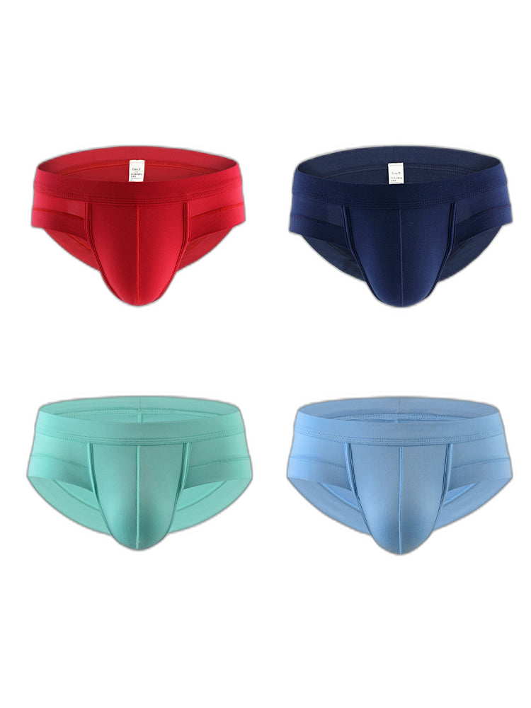 4 Pack Men's Solid Breathable Anti-Pinch Briefs