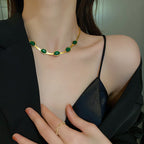 Green Stone Crystal Jewellery Set