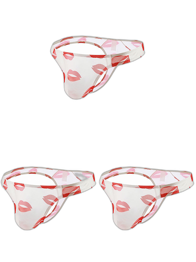 3 Pack Sexy Print Low-rise Thongs for Men