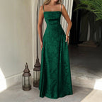 Elegant Vacation Strapless Maxi Dress Floral-print Dress