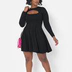 Solid-color Waist-cinching Figure-flattering Dress