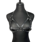 Seductive Women's Leather Lingerie Body Harness Outfit