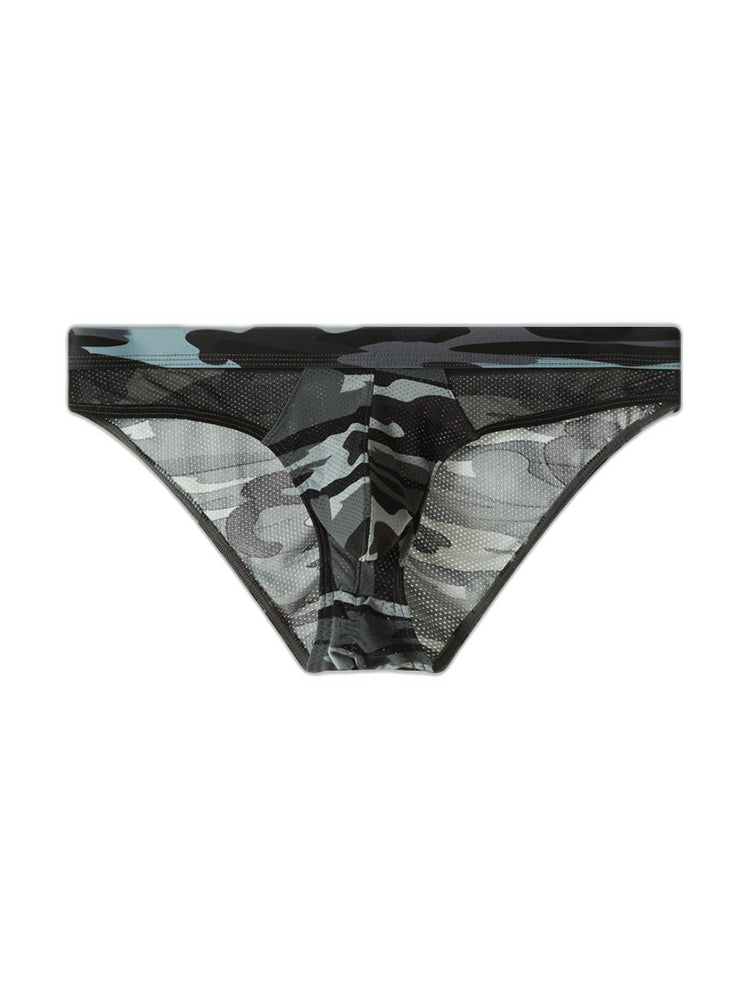 2 Pack Men's Classic Camo Mesh U-Shaped Pouch Breathable Briefs