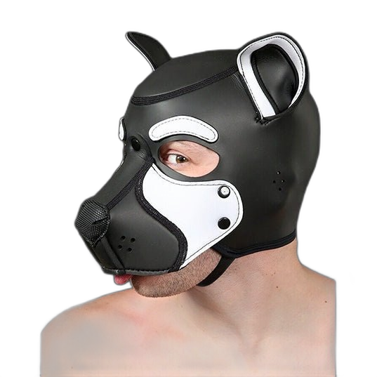 Mr S Leather NEOPRENE FRISKY Puppy Hood | Black & White