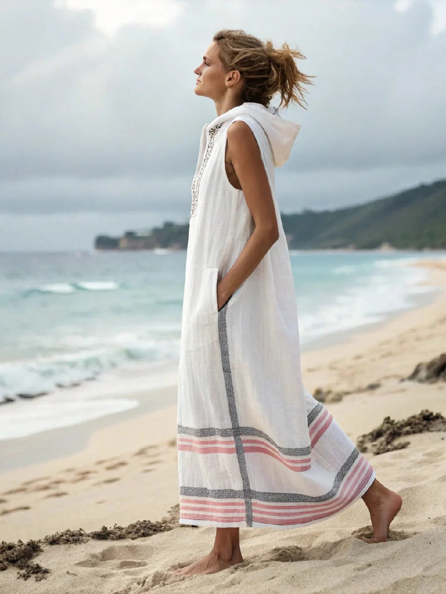 Women's Casual Sleeveless Split Dress With Two Pockets