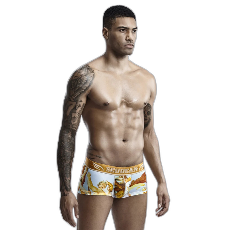 SEOBEAN Luxe Print Silk Low-Waist Boxers