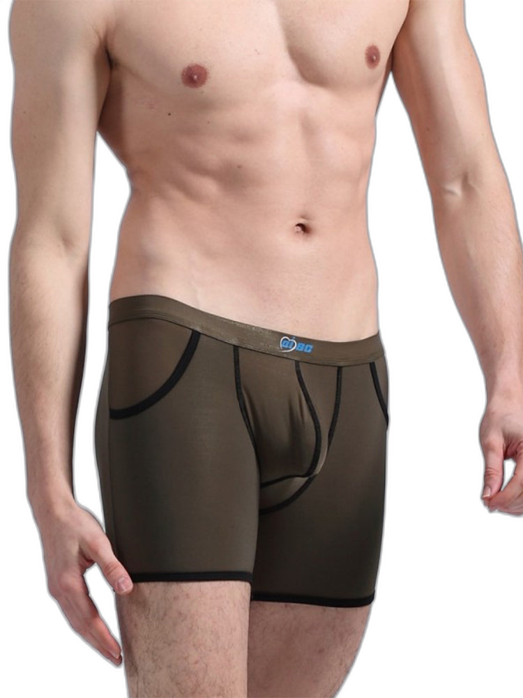 3 Pack Men's Long Leg Boxer Briefs Made of Ultra-Thin Ice Silk with Anti-Wear Elastic