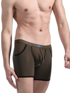 3 Pack Men's Long Leg Boxer Briefs Made of Ultra-Thin Ice Silk with Anti-Wear Elastic