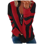 V-neck Zipper Personalized Printing Long-sleeved Sweatshirt