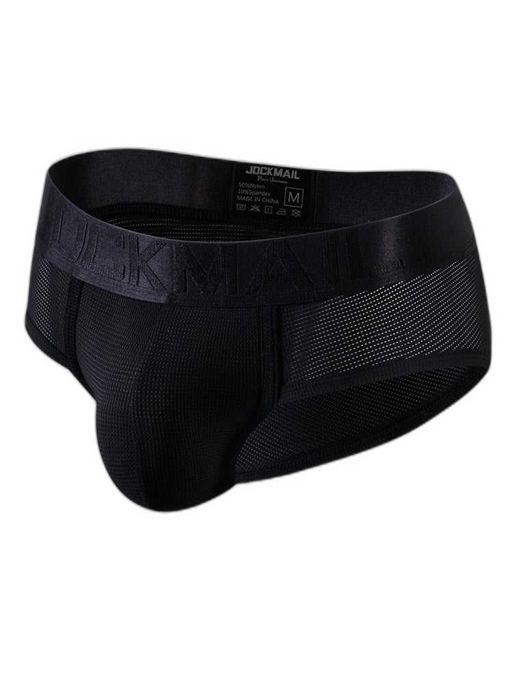 Men's Solid Color Mesh Breathable Sports Fitness Briefs