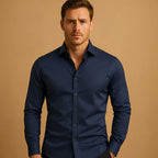 Men's Shirt Business Button Down Shirt Summer Solid Color Long Sleeve Lapel Vacation Shirt Fashion Temperament Casual Tops