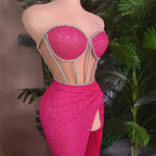 Women's Casual All-match Shiny Rhinestone Sequins Top Dress Suit