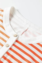 Orange Stripe Oversized Sleeveless Wide Leg Jumpsuit Buttoned Front