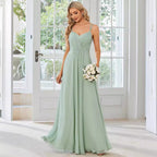 Sling Banquet Temperament Long Pleating Dress